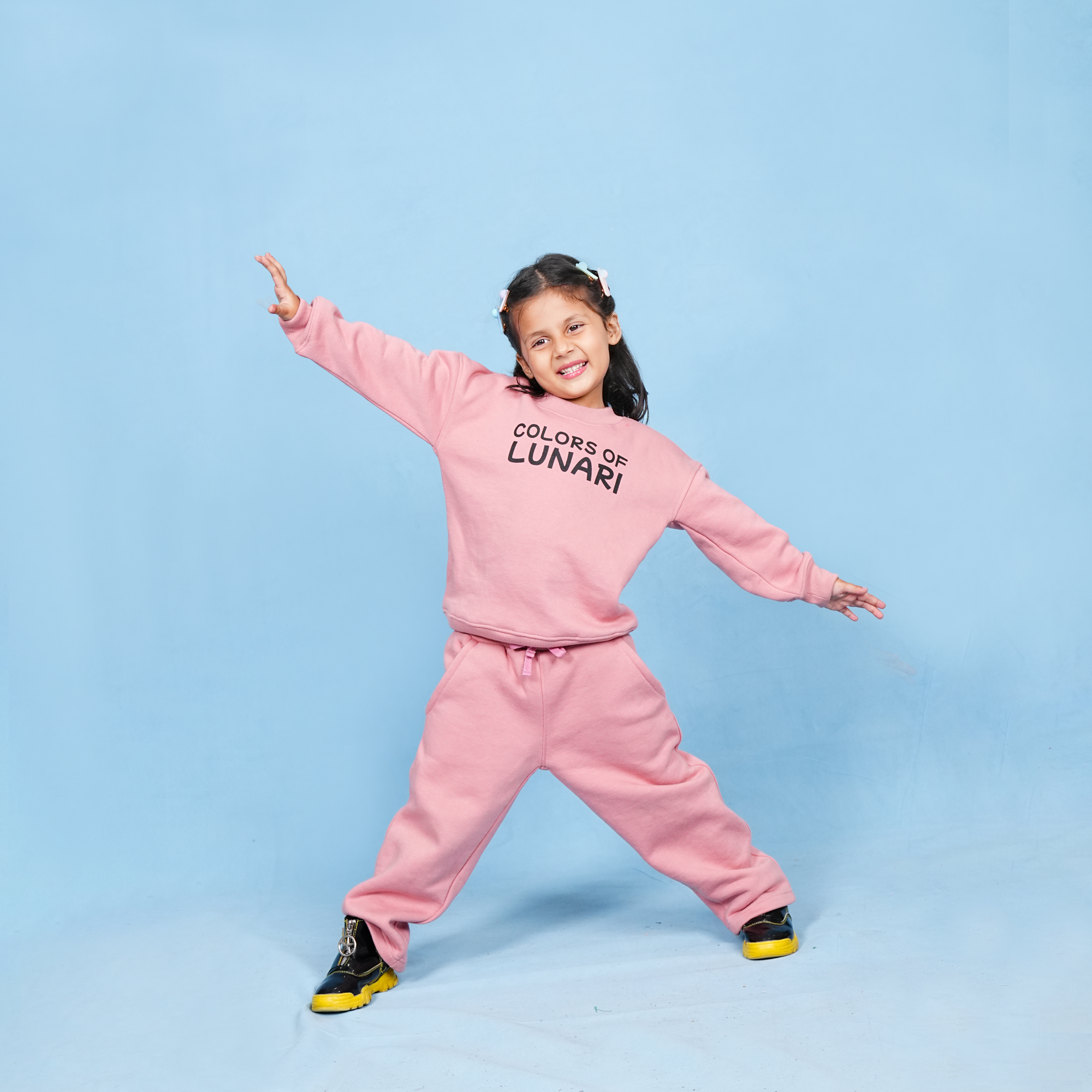 Tea Pink Unisex Fleece Sweatshirt & Trouser Set