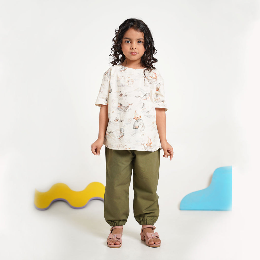 Ocean Dream Overlap Top with Balloon Trouser