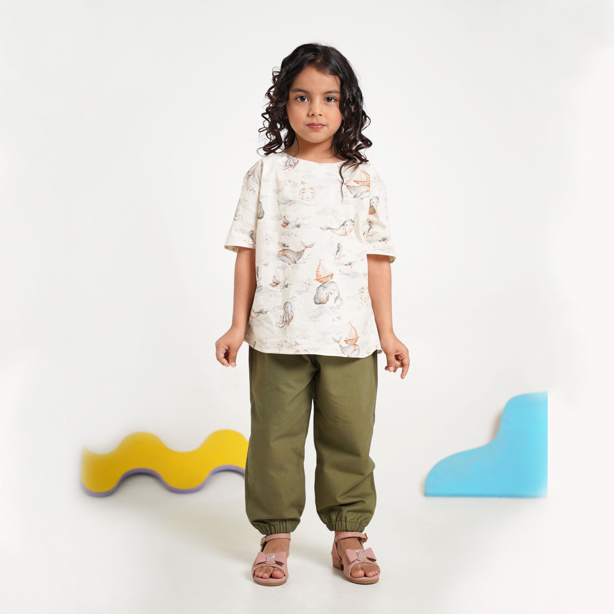 Ocean Dream Overlap Top with Balloon Trouser