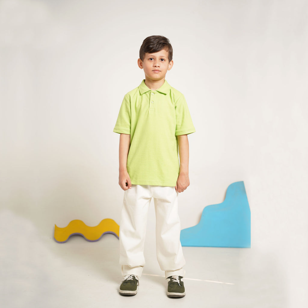 Neon Green Cotton Polo Shirt