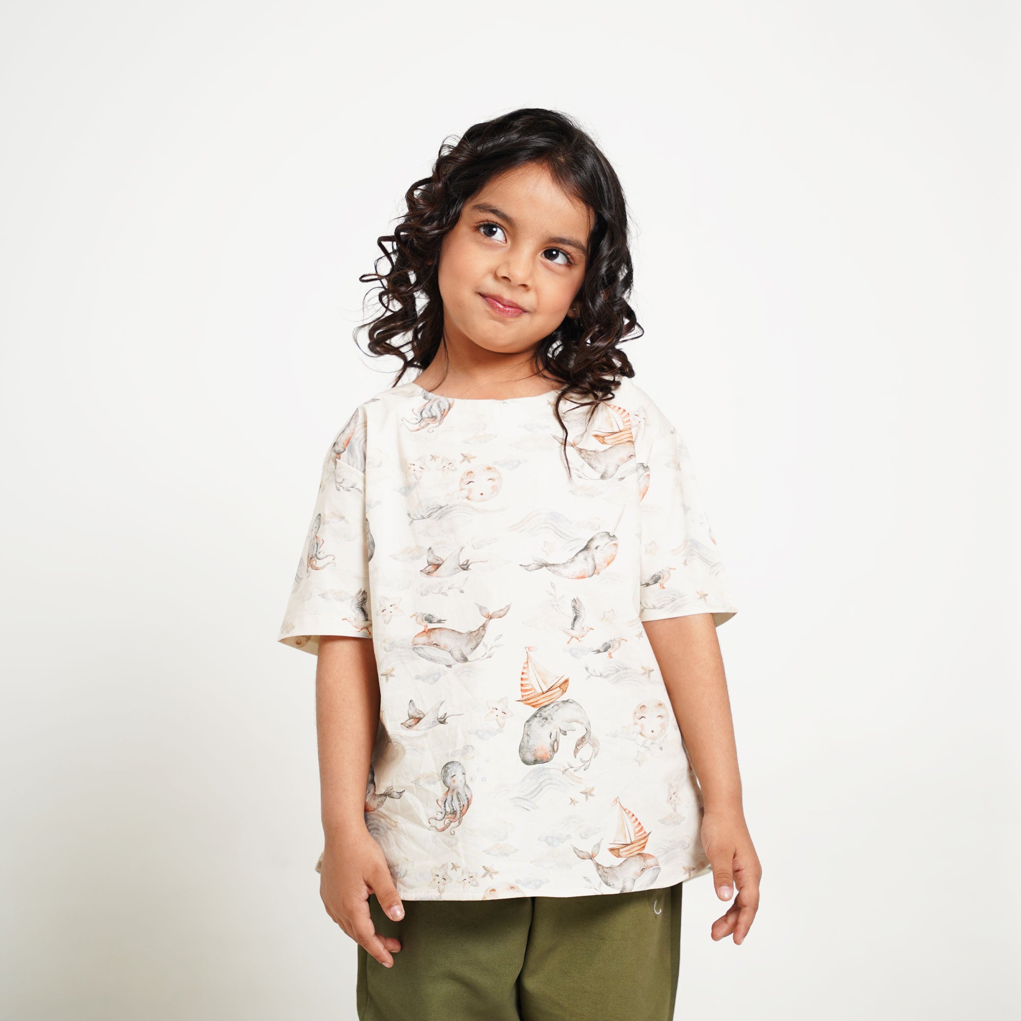 Ocean Dream Overlap Top with Balloon Trouser