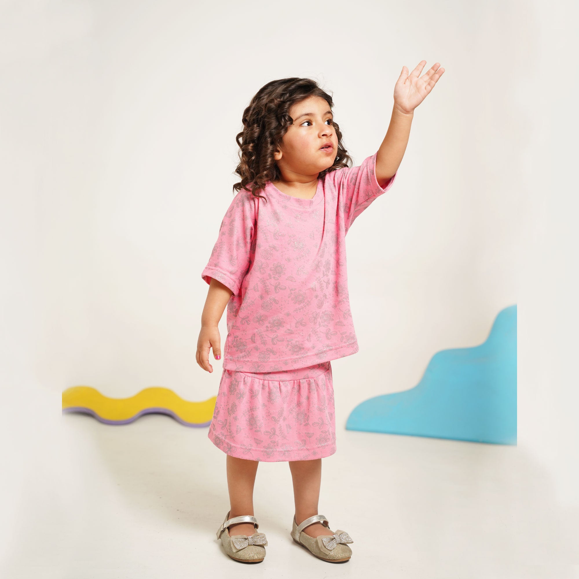 Pink Glittery Co-Ord Set – Relaxed Fit Top with Skirt