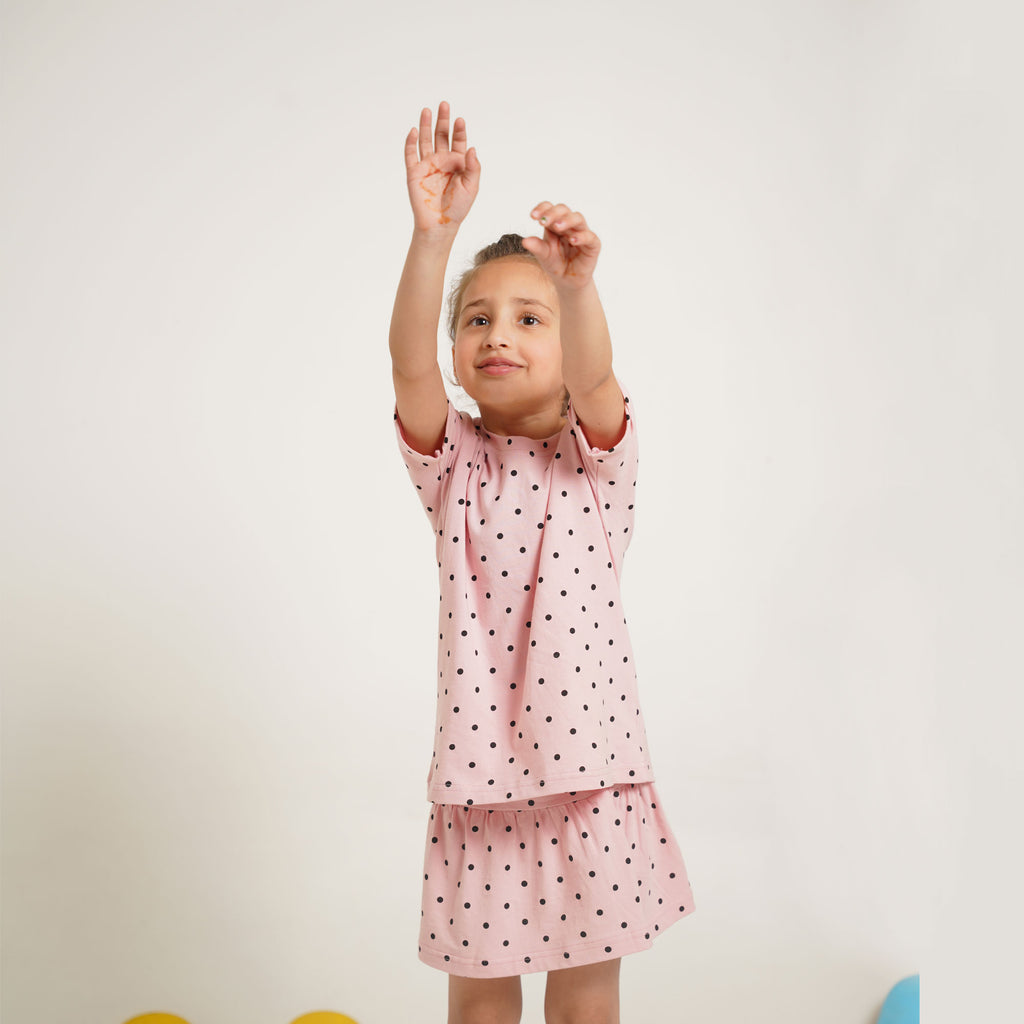 Soft Pink Co-Ord Set – Relaxed Fit Top with Skirt