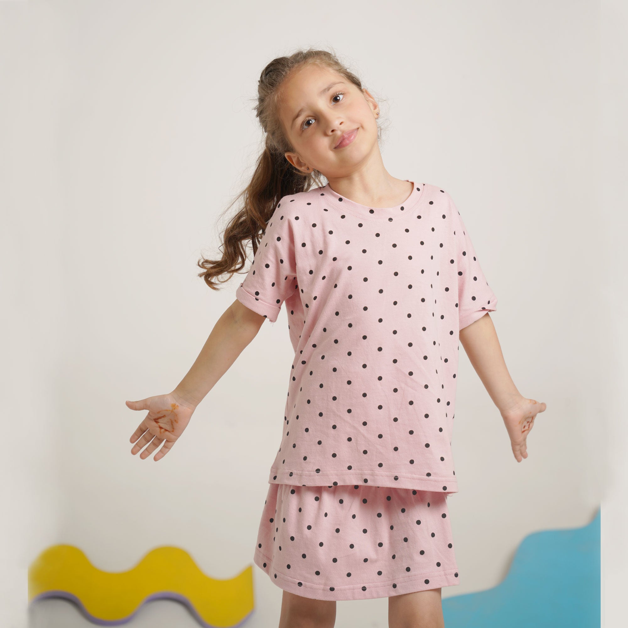 Soft Pink Co-Ord Set – Relaxed Fit Top with Skirt