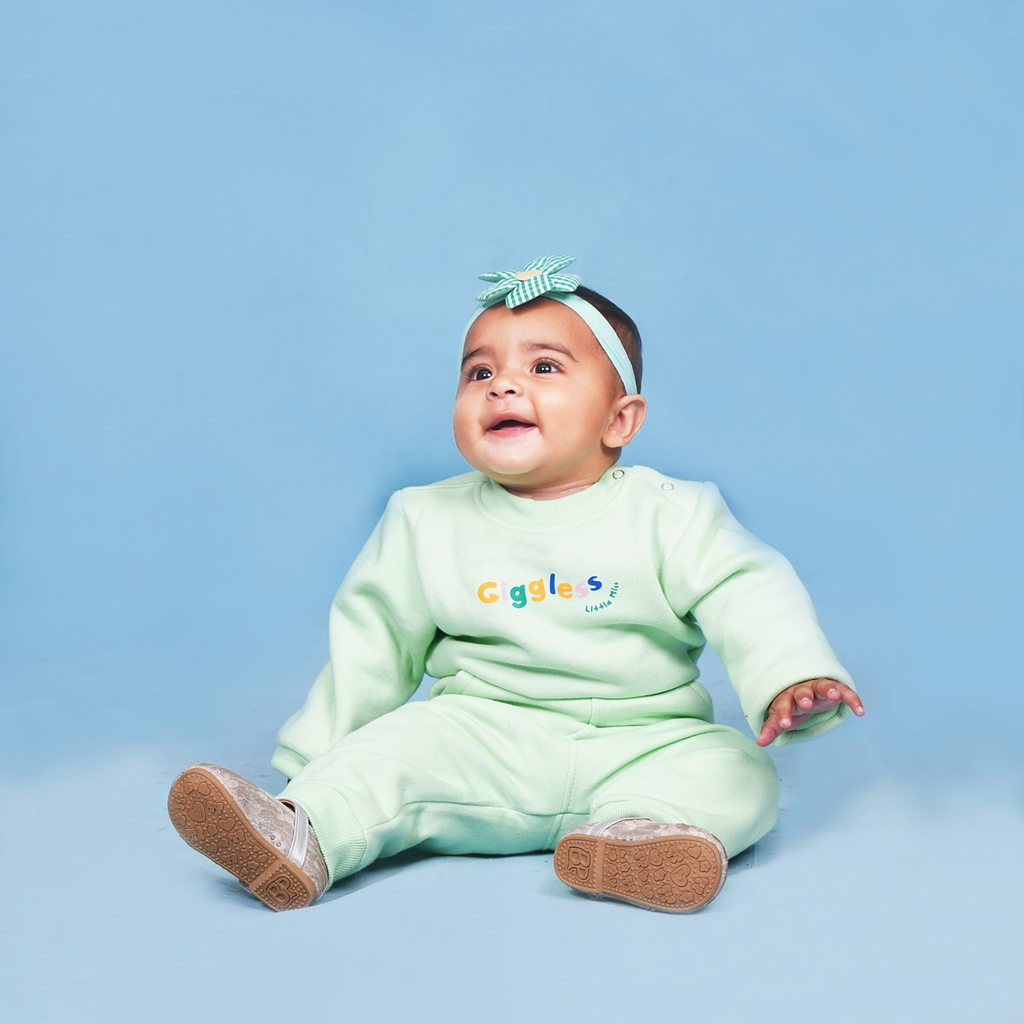 Mint Green Fleece Baby Set – Romper & Trouser