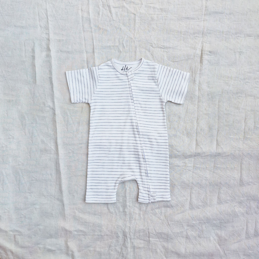 Classic Stripe Cotton Zip Half Romper