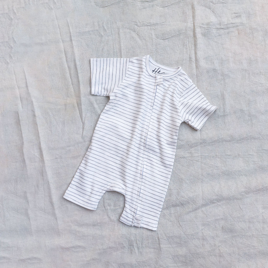 Classic Stripe Cotton Zip Half Romper