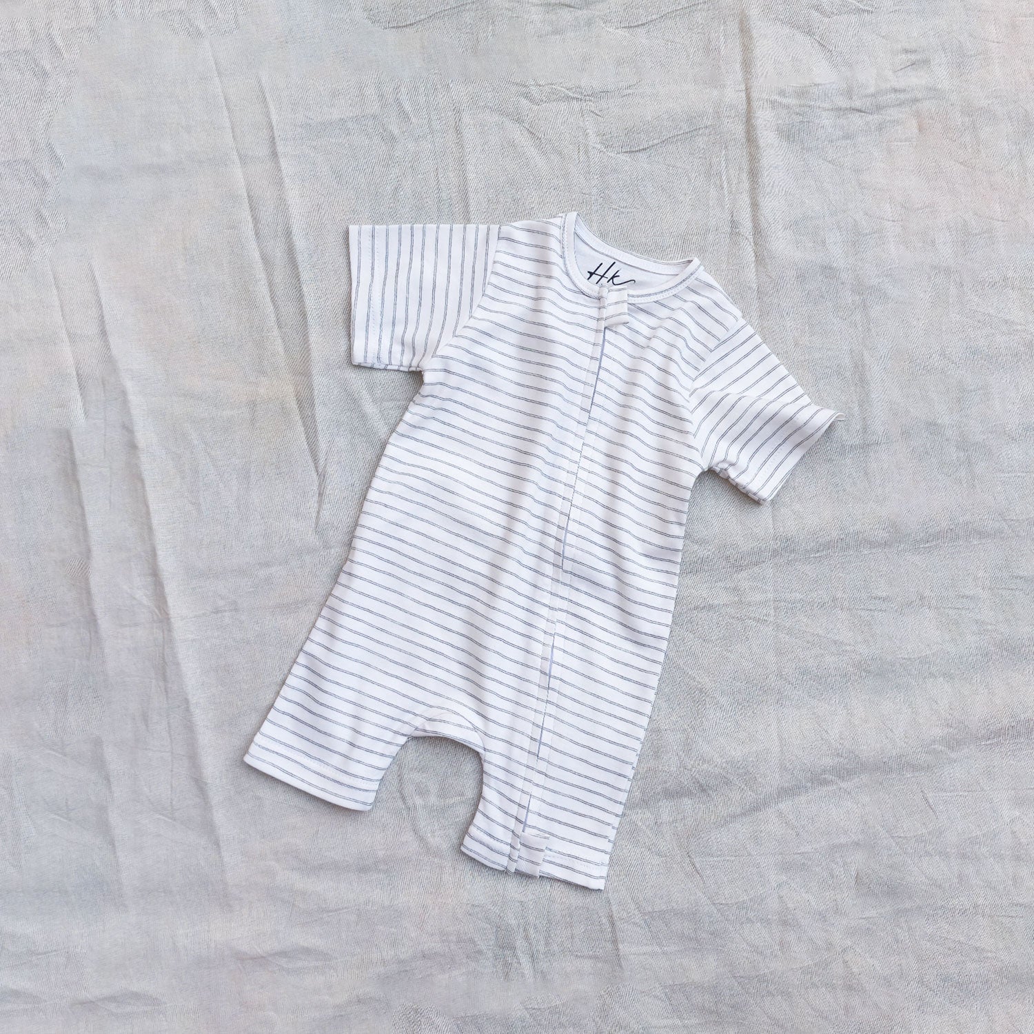 Classic Stripe Cotton Zip Half Romper