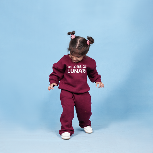 Maroon Unisex Fleece Sweatshirt & Trouser Set
