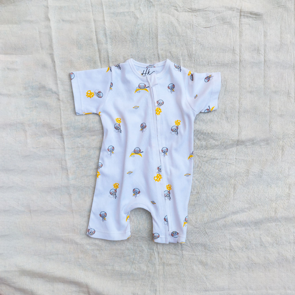 Lunar Mouse Cotton Zip Half Romper