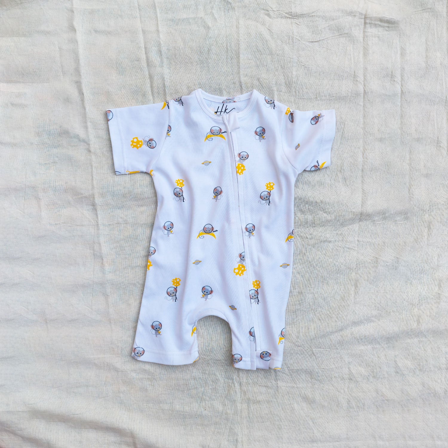 Lunar Mouse Cotton Zip Half Romper