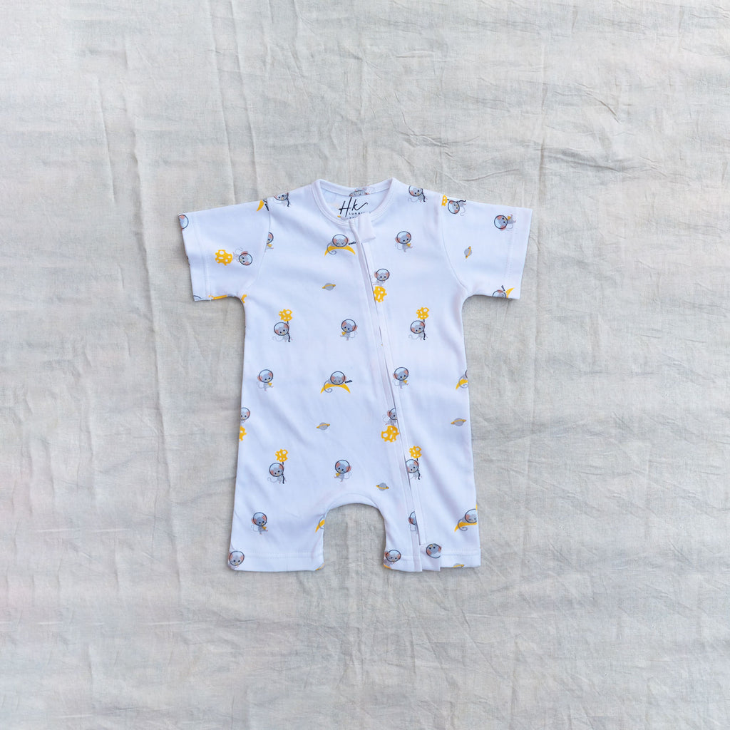 Lunar Mouse Cotton Zip Half Romper