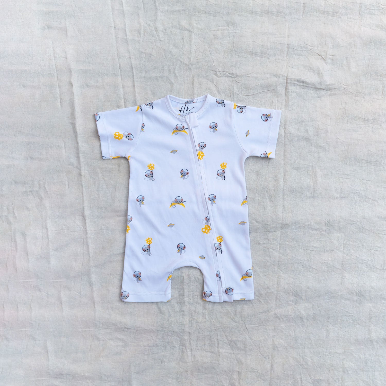 Lunar Mouse Cotton Zip Half Romper