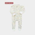 Soft Cotton Baby Romper — White Woodland Animal