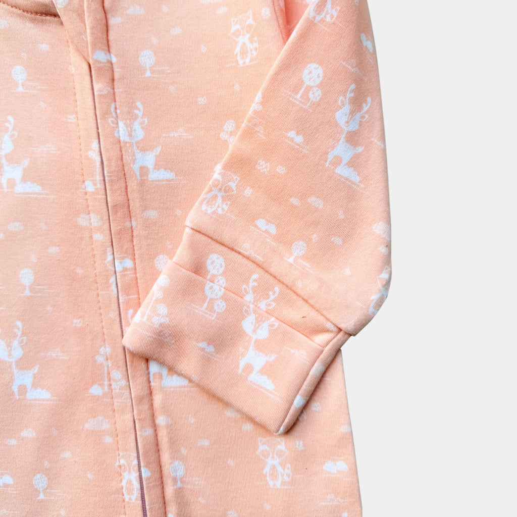 Soft Cotton Baby Romper — Soft Peach Forest