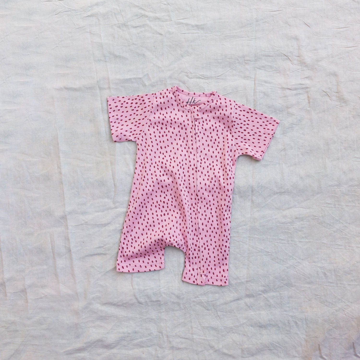 Berry Dots Cotton Zip Half Romper