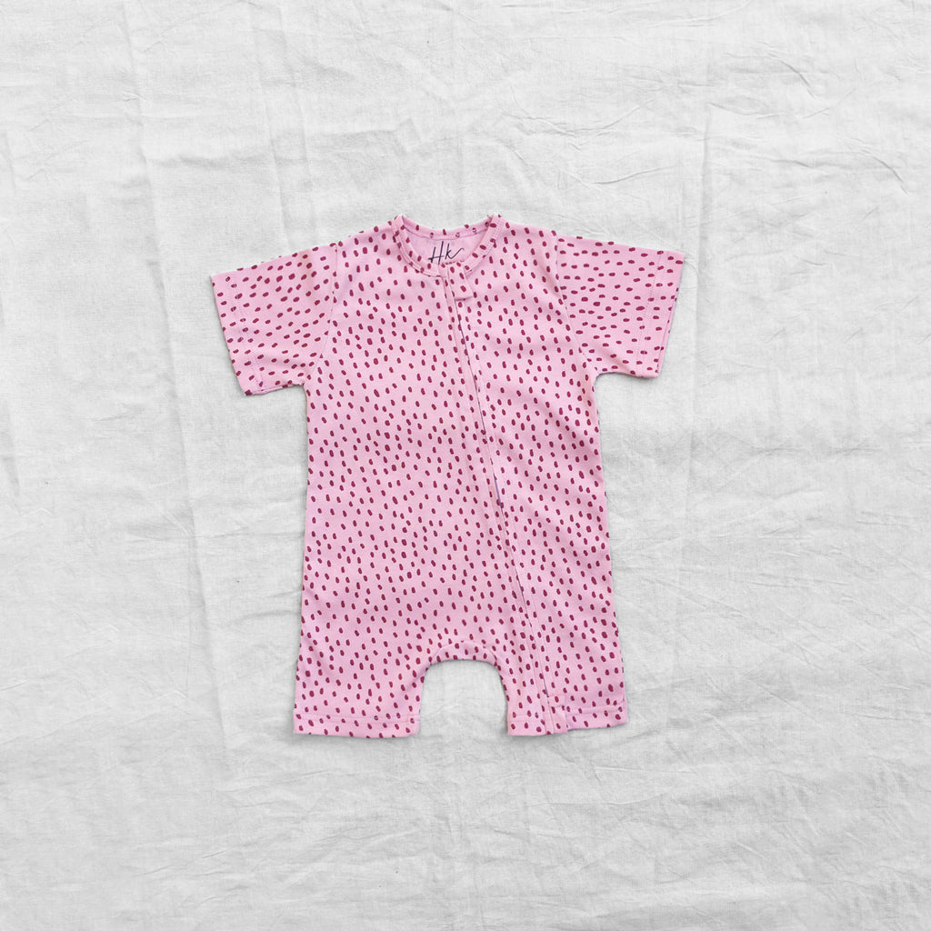 Berry Dots Cotton Zip Half Romper