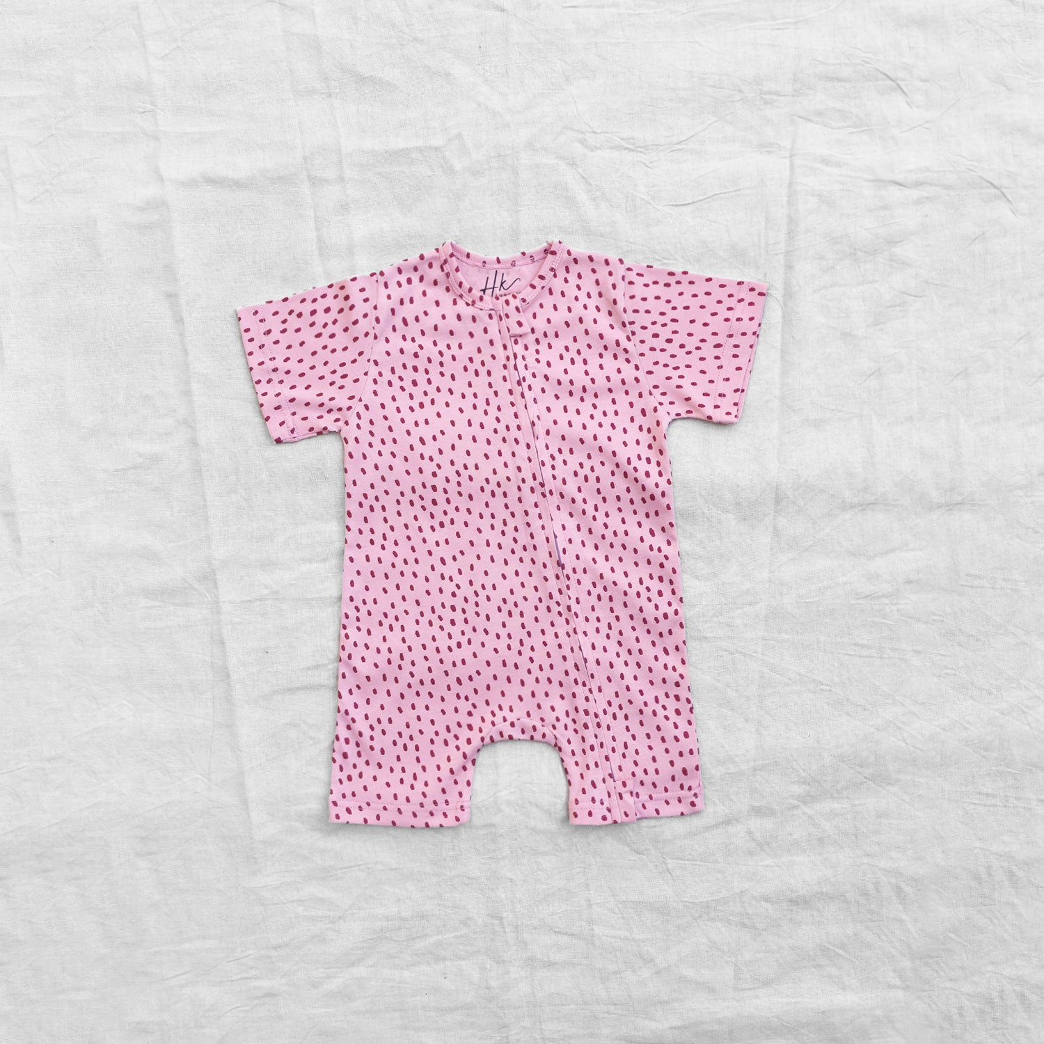 Berry Dots Cotton Zip Half Romper