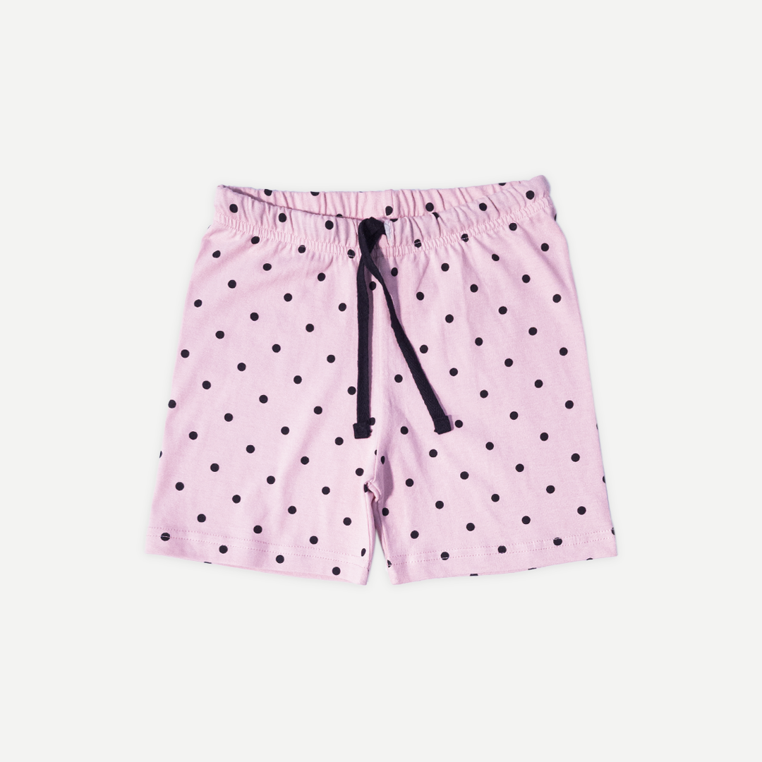 Girls light pink cotton polka dot tee and skirt set