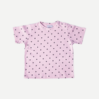 Girls light pink cotton polka dot tee and skirt set