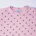 Girls light pink cotton polka dot tee and skirt set