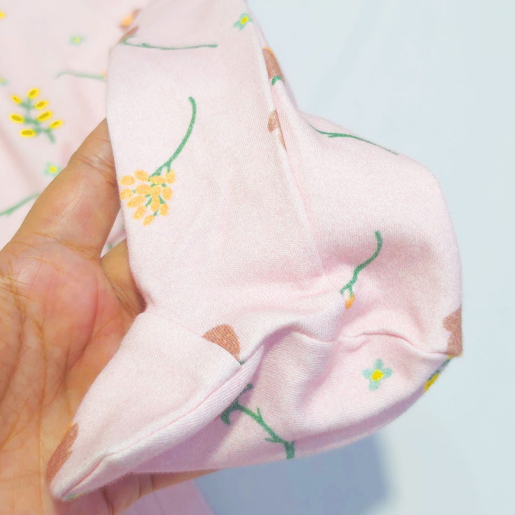 Soft Cotton Baby Footie , Pink floral