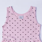 Girls pink polka dot cotton sleeveless frock