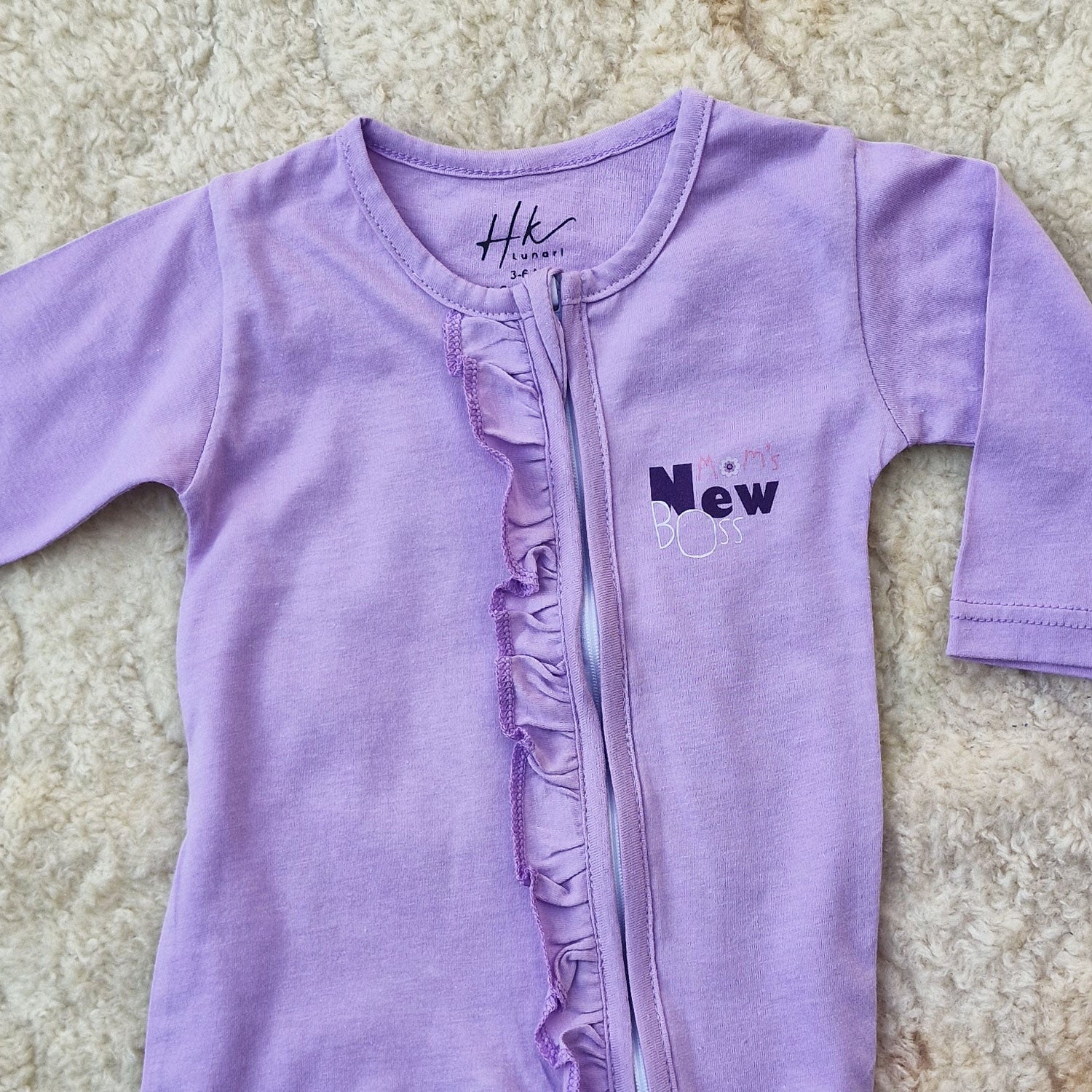 Pack of 2 Baby Cotton Rompers – Purple & White floral Sleepsuits