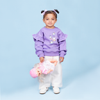 Ruffle Fleece Set – Dreamy Playtime Edit (White & Purple)