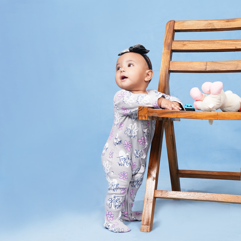 Baby Girl Cotton  – Zipper Sleepsuit