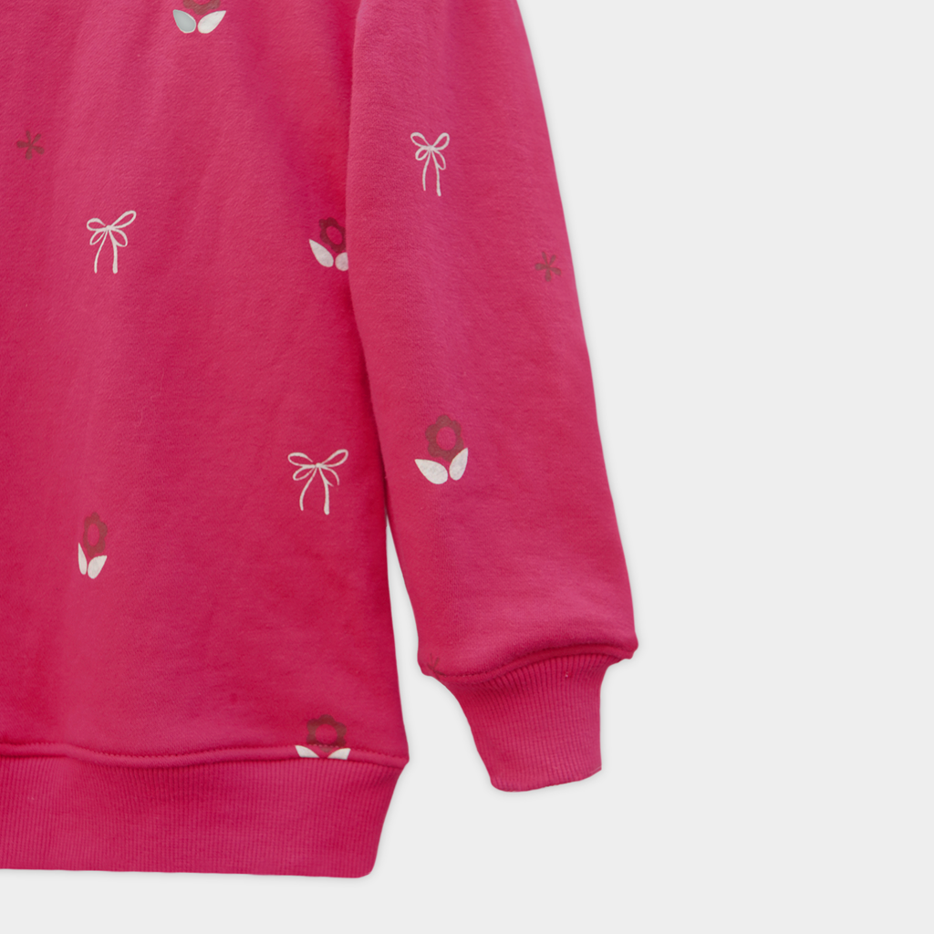 Girls Hot Pink Terry Sweatshirt & Trouser Set