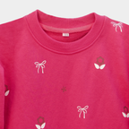 Girls Hot Pink Terry Sweatshirt & Trouser Set