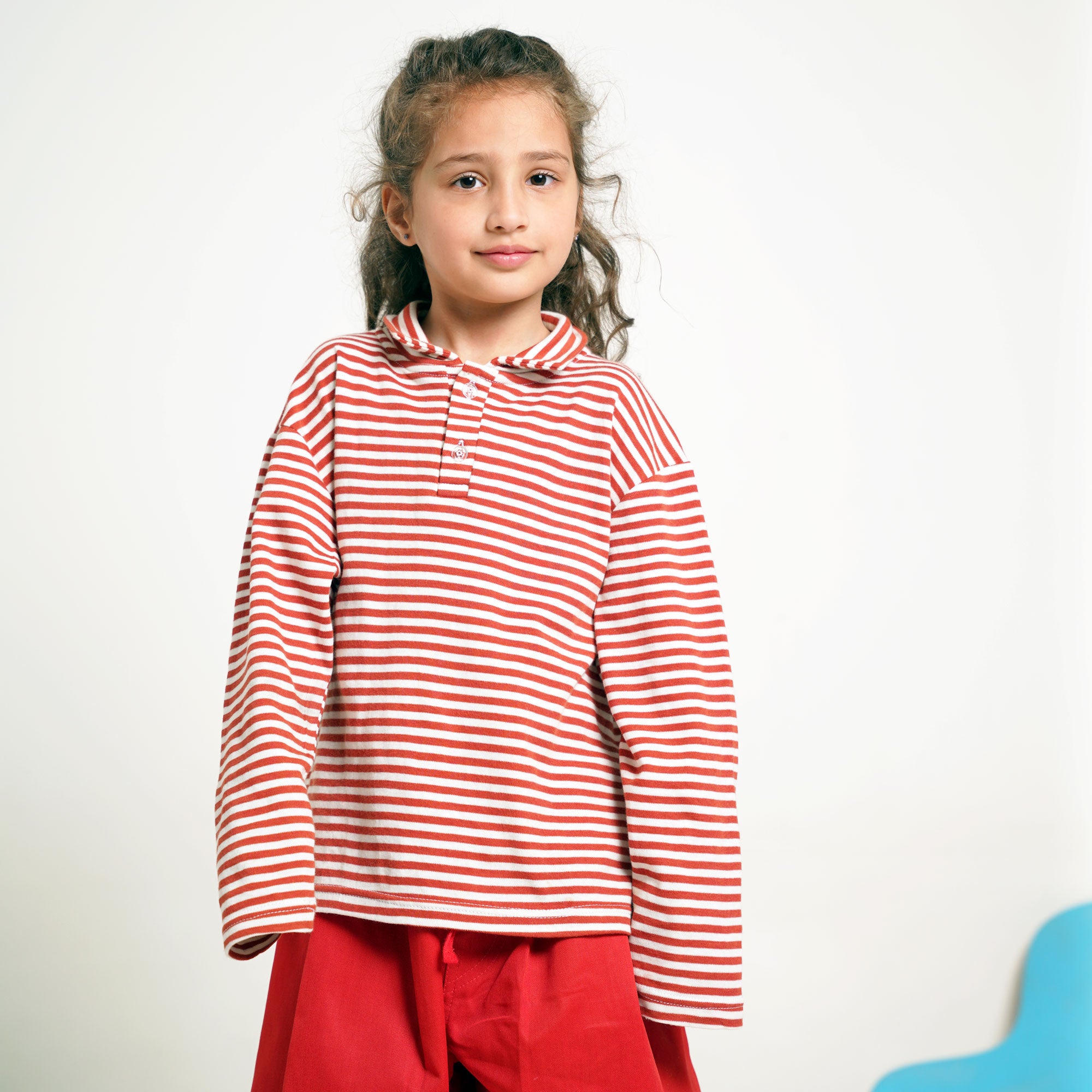 Burgundy Stripe Polo Shirt – Cotton