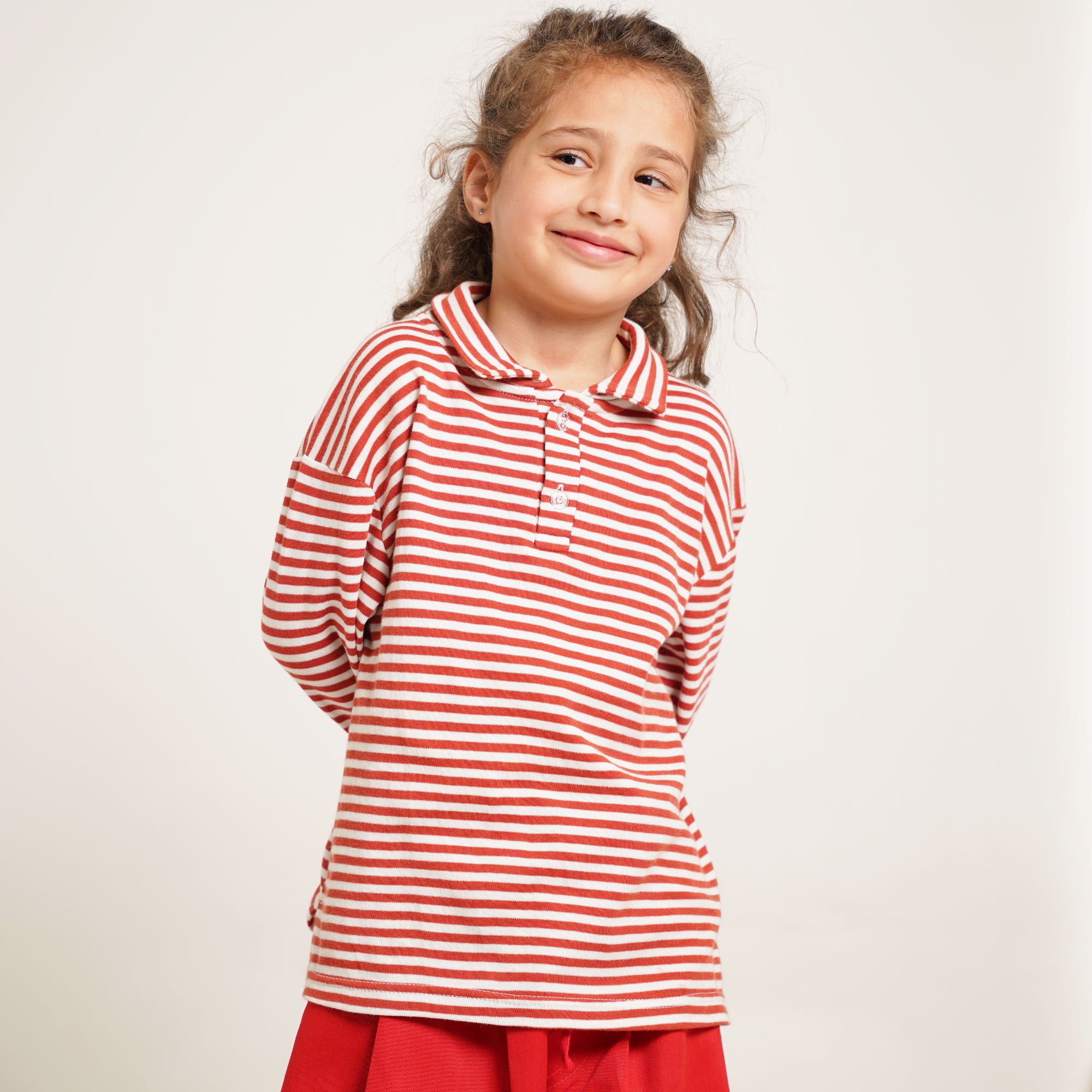 Burgundy Stripe Polo Shirt – Cotton