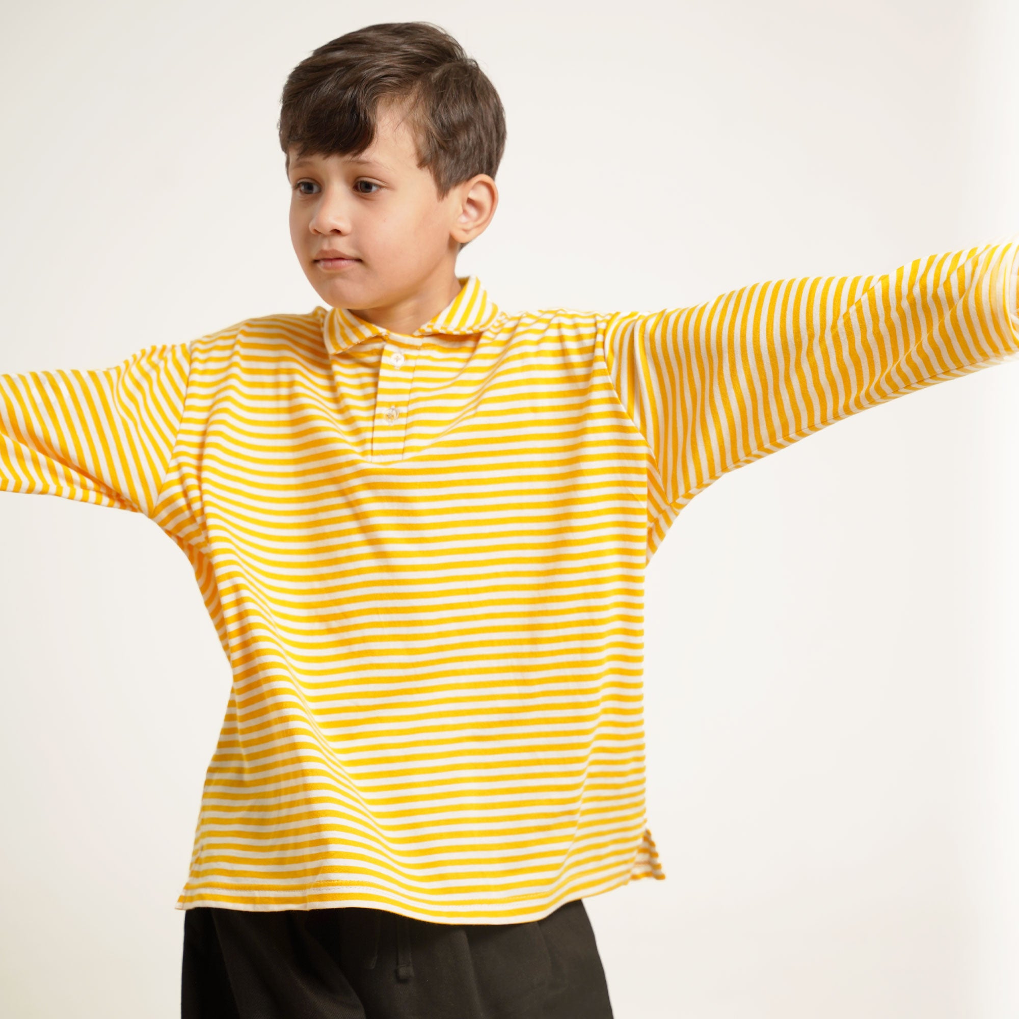 Yellow Stripe Polo Shirt – Cotton
