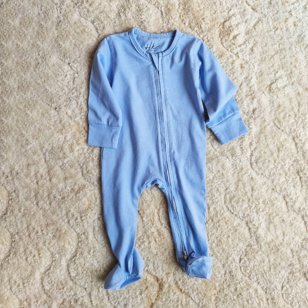 Pack of 2 Baby Cotton Rompers – Sky Blue & White Sleepsuits