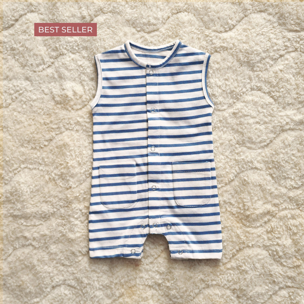 Classic Striped Sleeveless Romper - Cotton