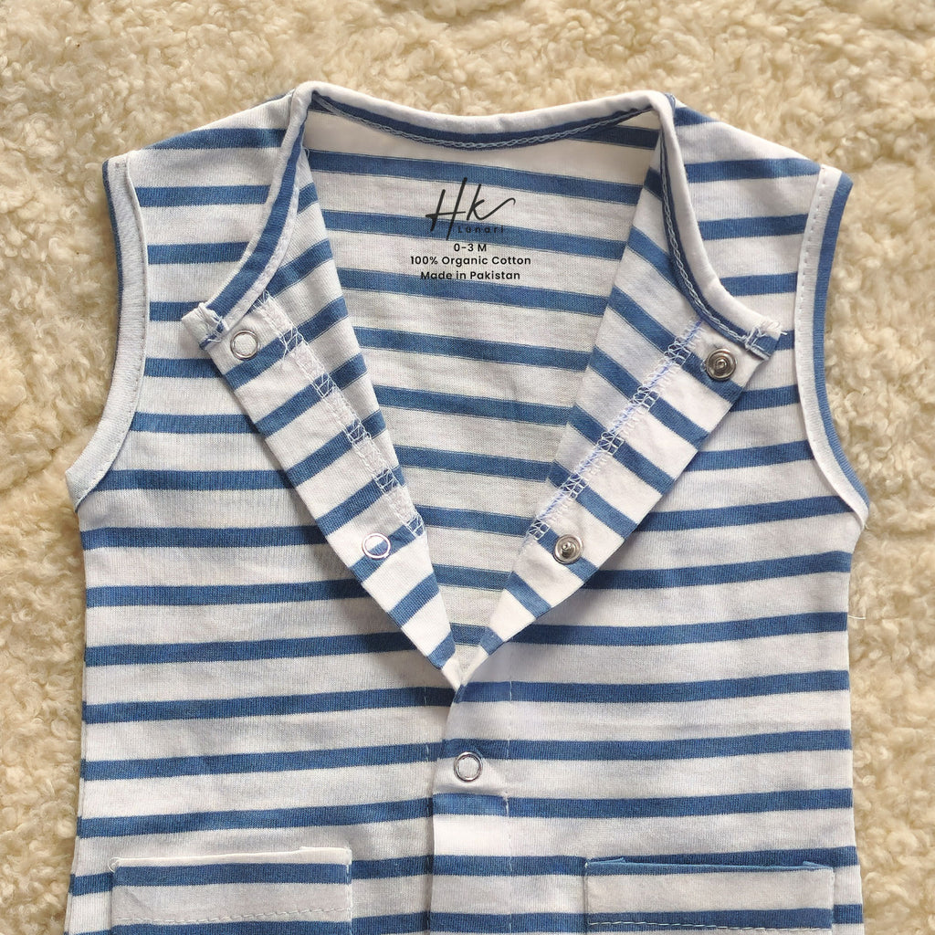 Classic Striped Sleeveless Romper - Cotton