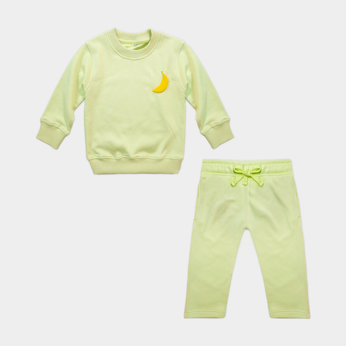 Banana Pop Fleece Set – Playful Lime with Puff Banana Print