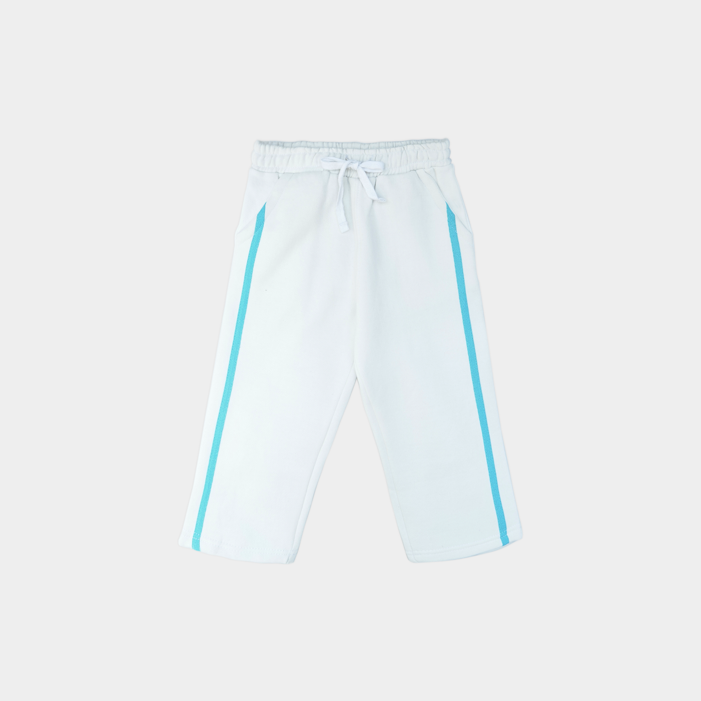 Cuddle Buddies Fleece Set – Aqua Hoodie & White Trouser