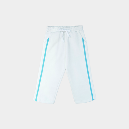 Cuddle Buddies Fleece Set – Aqua Hoodie & White Trouser