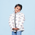 Little Player White Printed Puffer Jacket