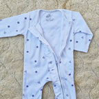 Soft Cotton Baby Romper — White floral
