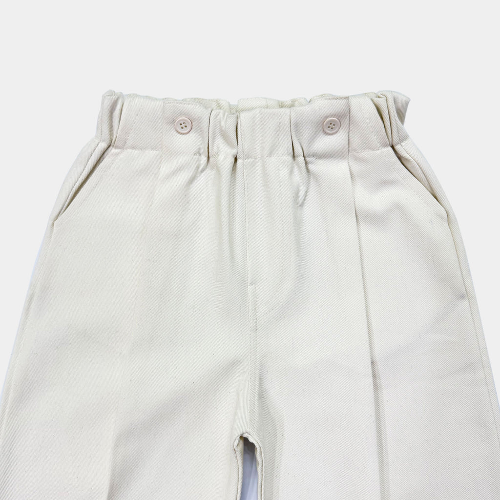 Navy Stripe Top with White Cotton Pants