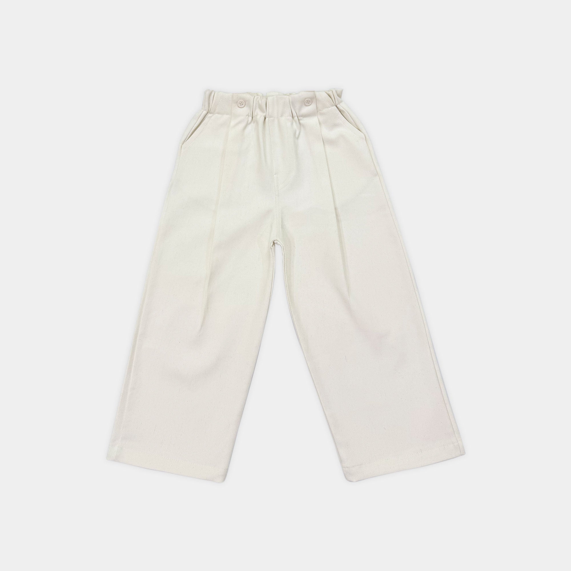 Ivory Pleated Waist Relaxed Fit Trousers