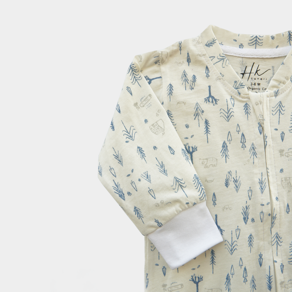 Soft Cotton Baby Romper — White Woodland Animal