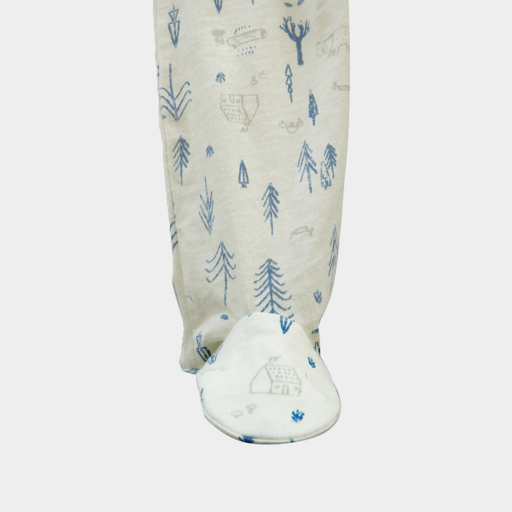 Soft Cotton Baby Romper — White Woodland Animal