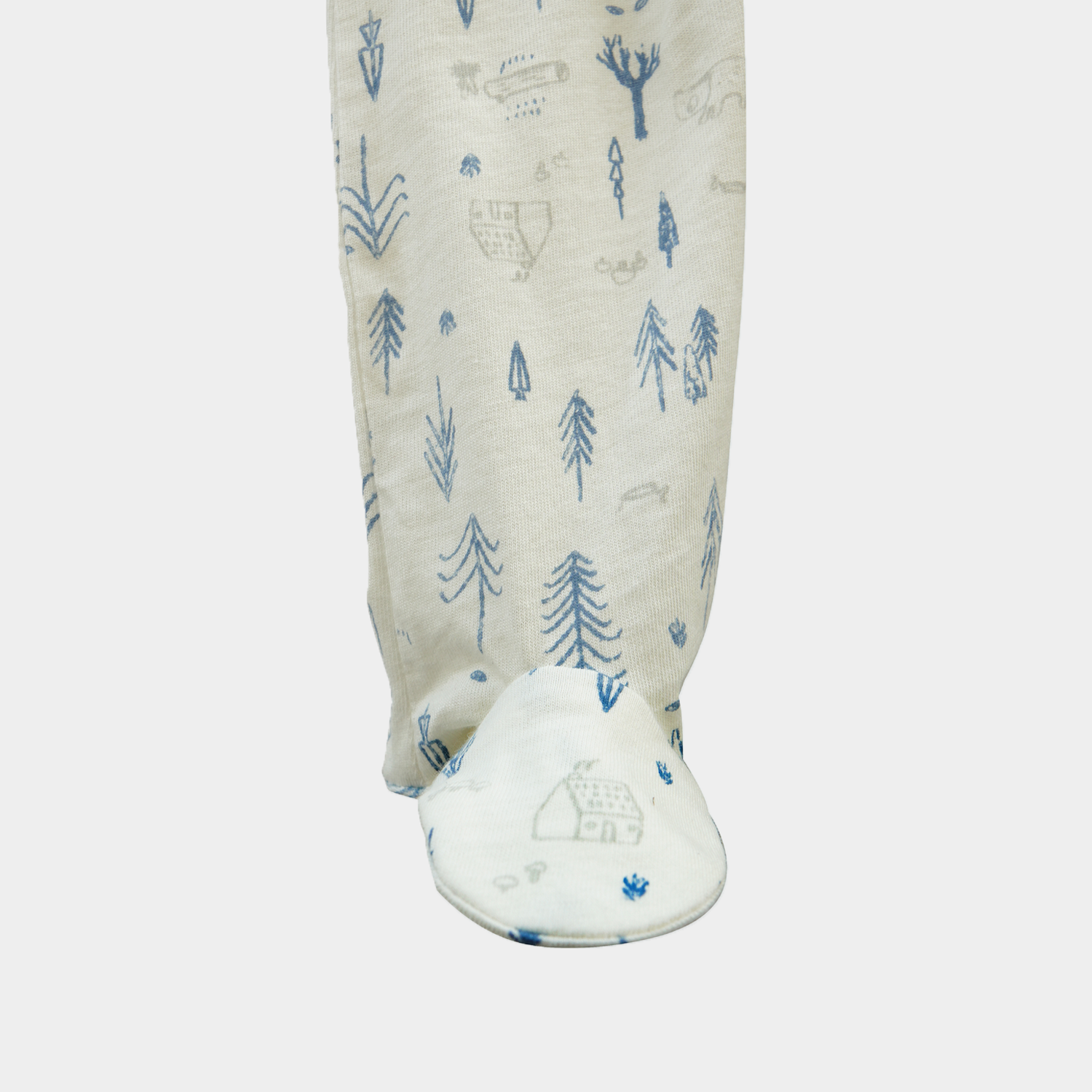 White Print Cotton Jersey – Zipper Sleepsuit