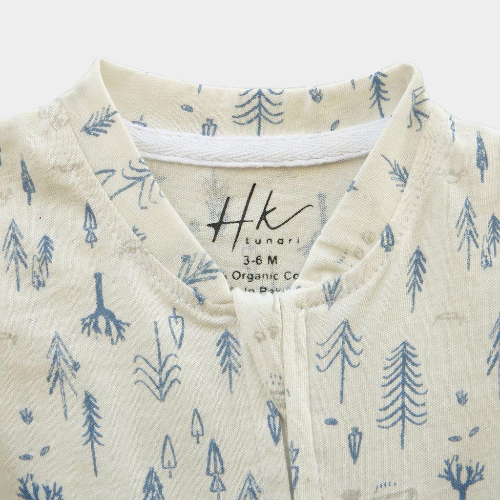 Soft Cotton Baby Romper — White Woodland Animal