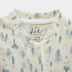 Soft Cotton Baby Romper — White Woodland Animal